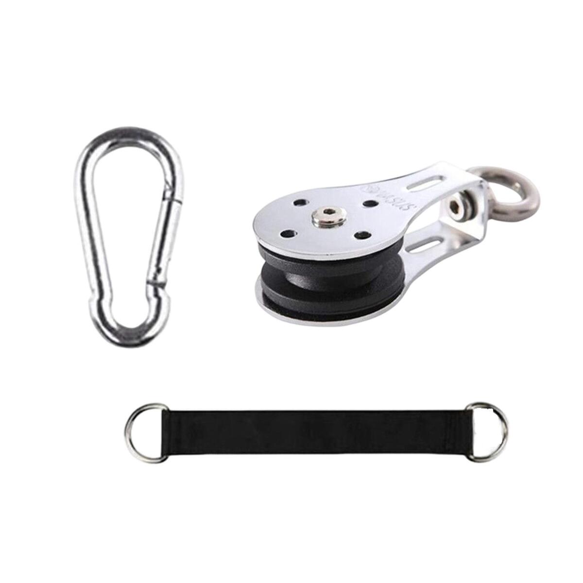 Bearing Lifting Pulley with Lanyard with Carabiner Sturdy for Rock Clmibing