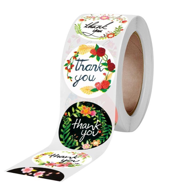 Lovely Flower Thank You Labels Sticky for DIY Card Wedding Baby Shower 500pack