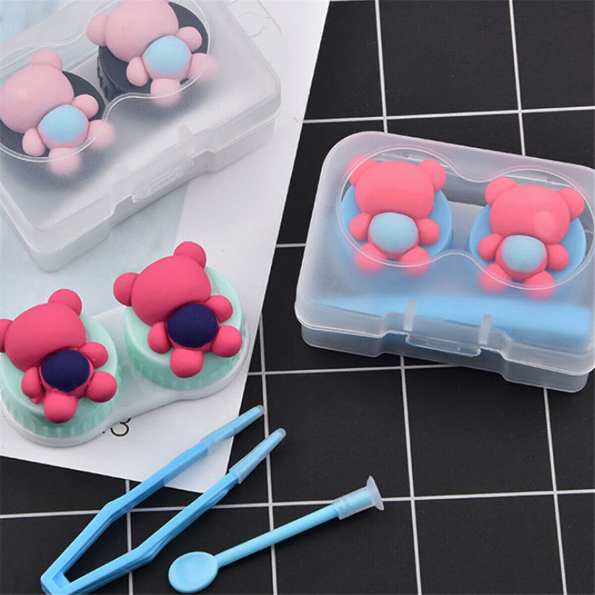 Cute Bear Pocket Mini Contact Lens Case Box Kit Outdoor Travel Holder Container