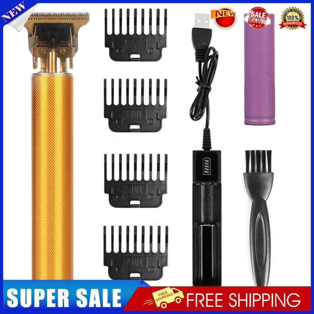 USB T9 Men Electric Hair Clipper Barber Shaver Beard Trimmer (Pink Seat)