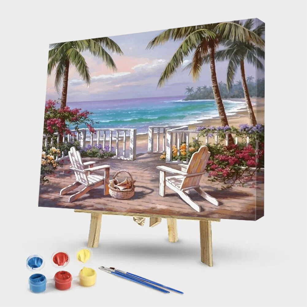 DIY Unframed Seascape Oil Painting Picture By Numbers Canvas Drawing Paint