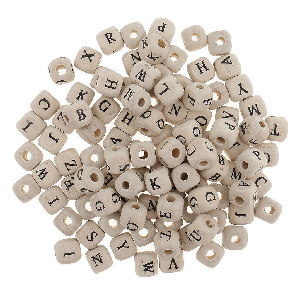 200 Pieces Wooden alphabet and letters   Jewelry Making 10mm White