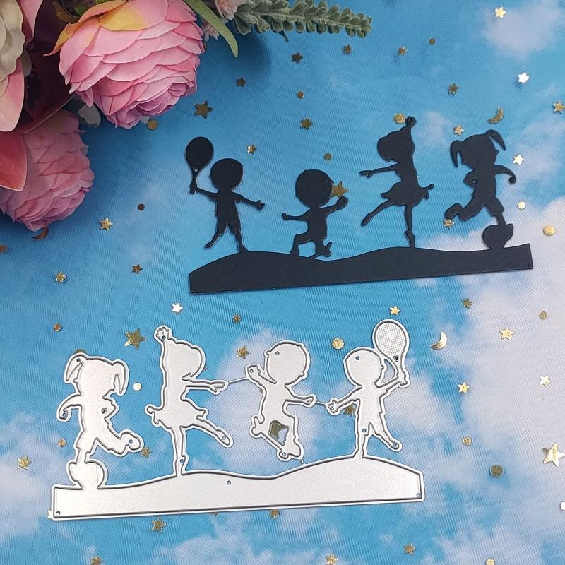 Kids Doing Sports Metal Cutting Dies Handmade Crafts Projects Art Creation