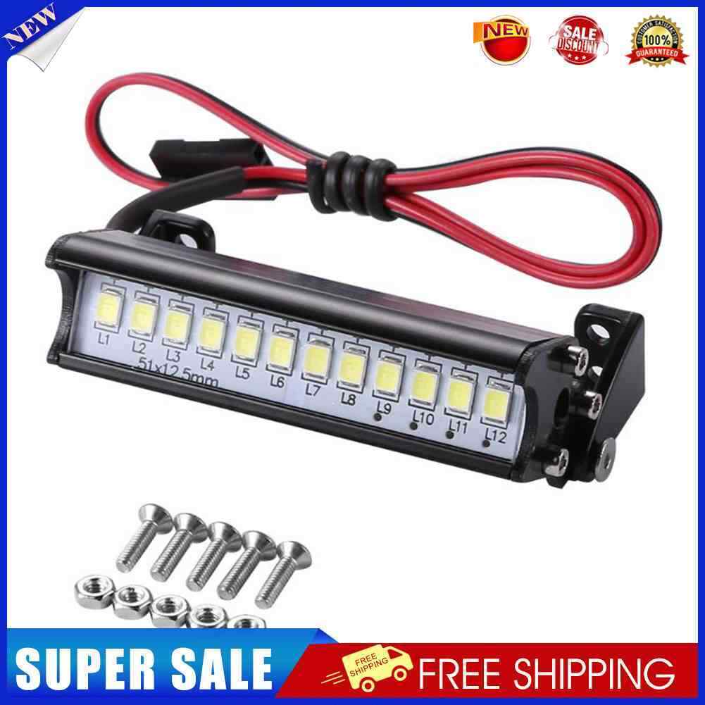 Universal 55mm 12 LED Truck Roof Light Bar Bumper Lamp for 1/10 RC Trunk
