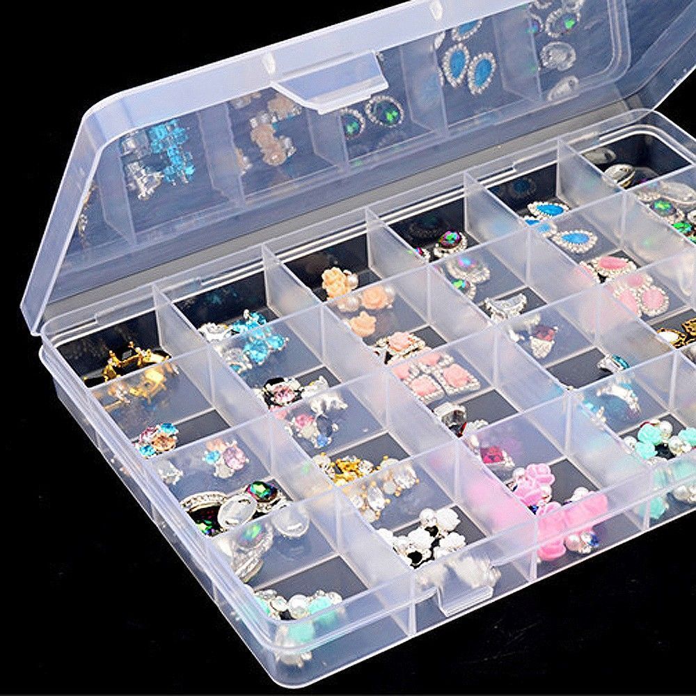 Rhinestones Nail Art Tips Case Empty Storage Box Jewelry Container Pill Bottle