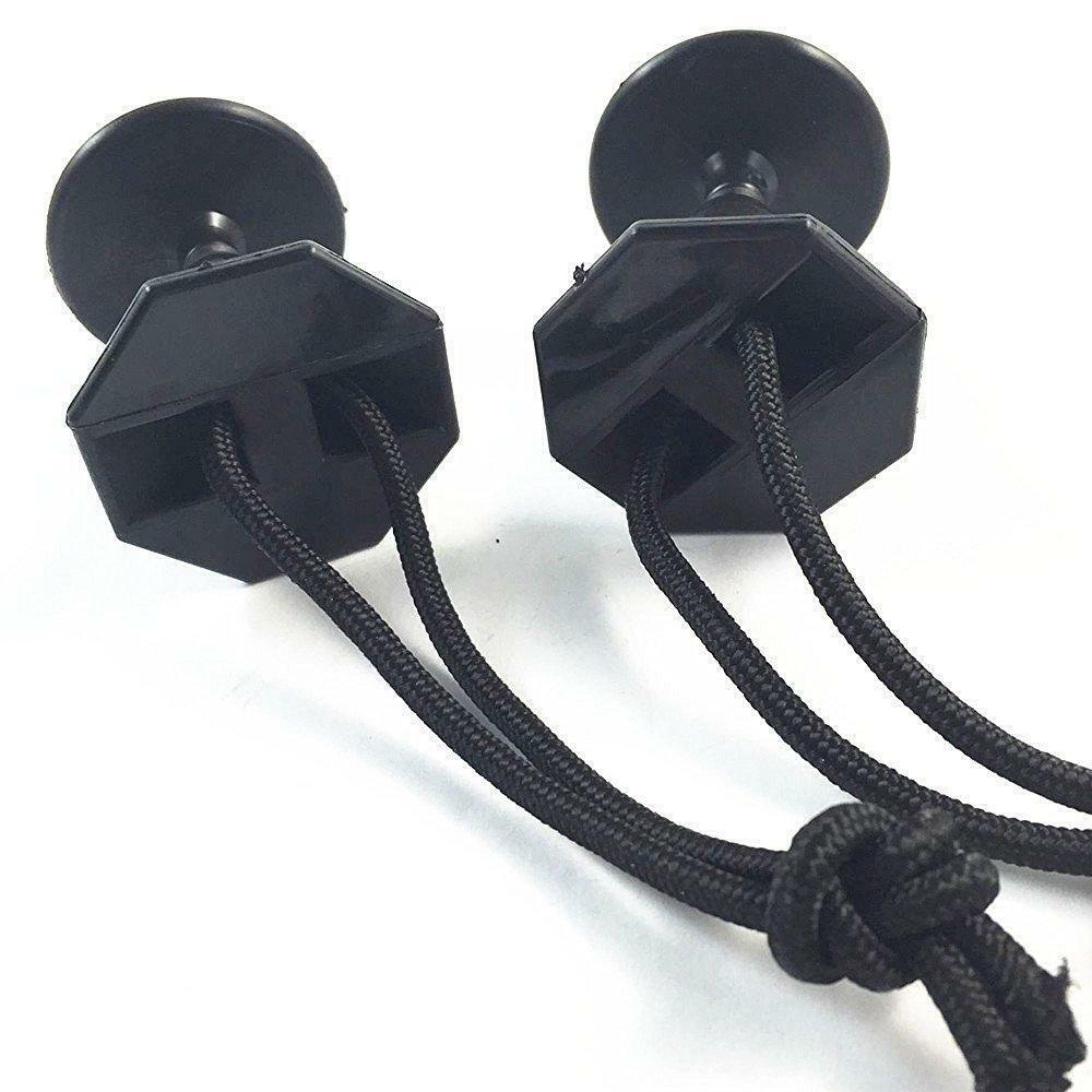6pcs Black Plastic  Surfboard Surf Leash Plugs Attachment W/ Cord
