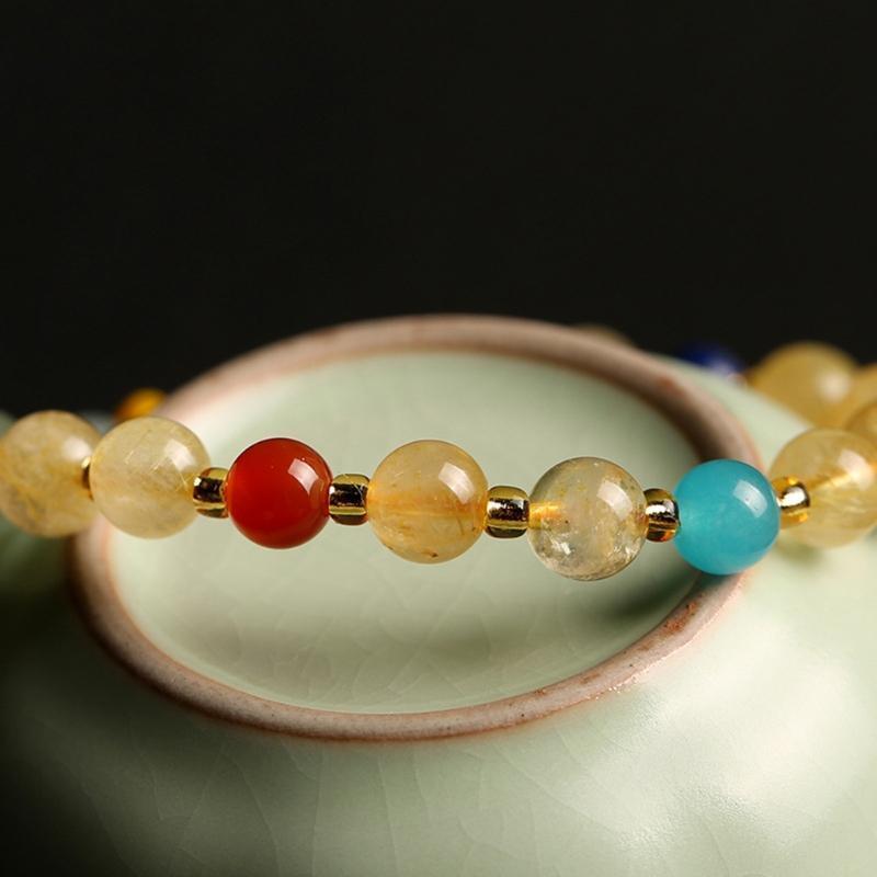 Nice Red Agate Bracelets Natural Rutilated Quartz Crystal Tiny Beads Gift Girls