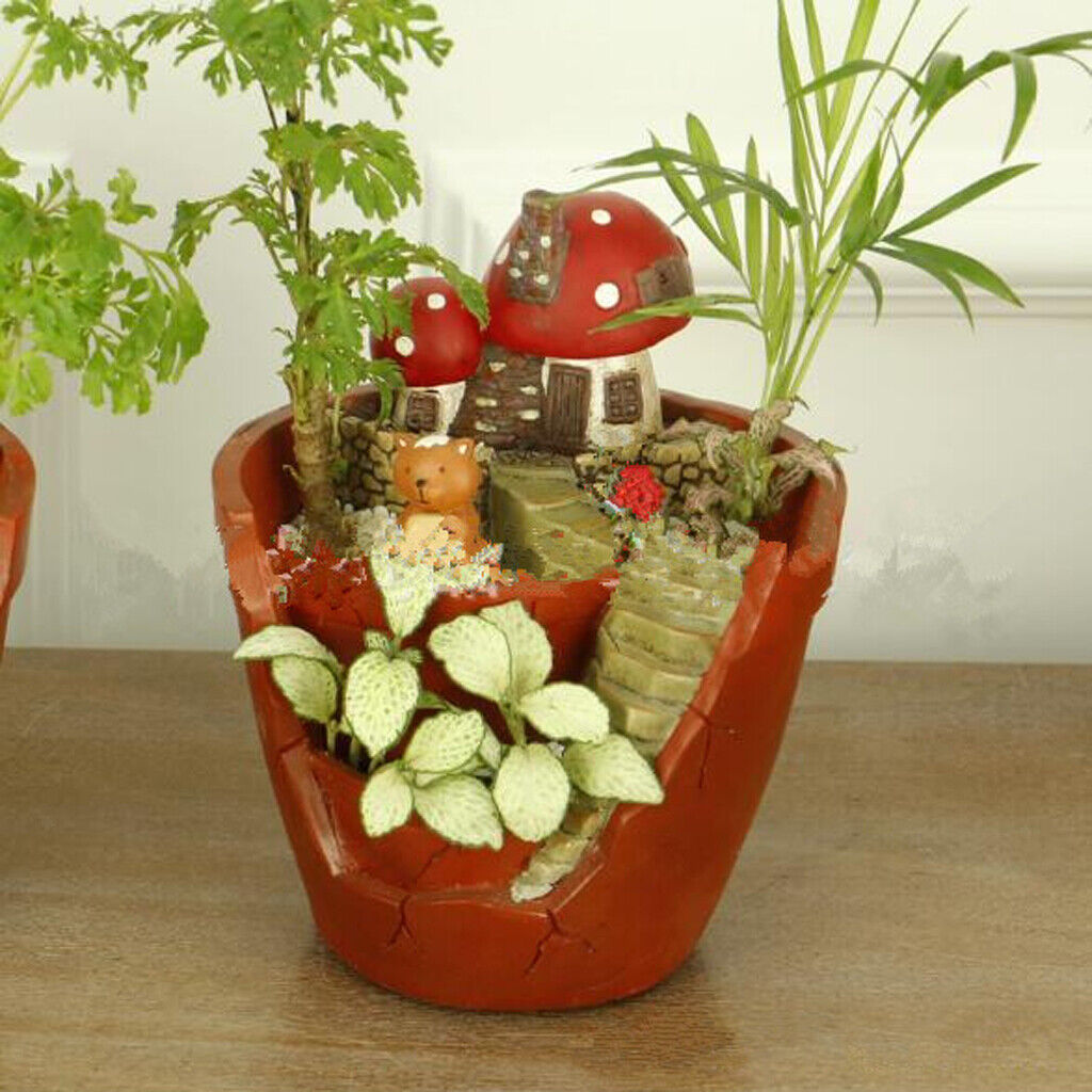 Mushroom House Flowerpot Creative Vertical Broken Bucket Landscape Decor