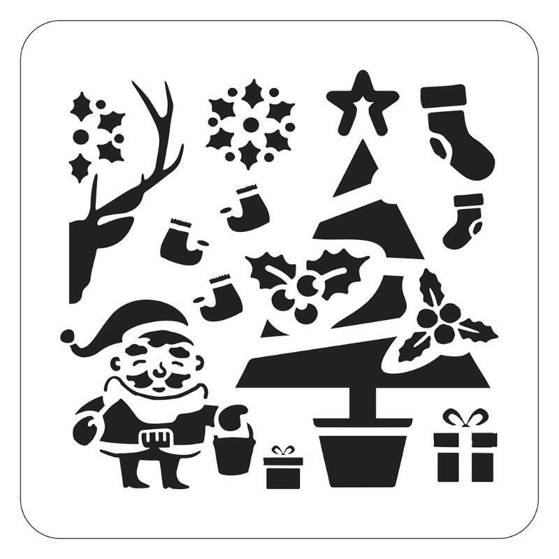 16 Pcs Christmas Stencils Plastic Drawing Templates for Home School Party Decors