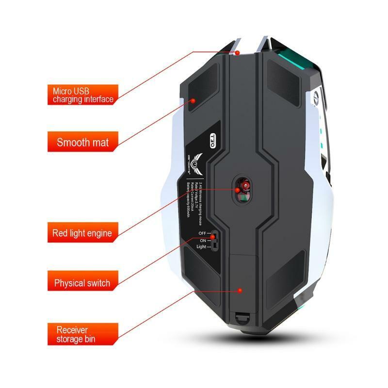 Rechargeable 2.4G Wireless Gaming Mice with 2400 DPI Cursor PC Gaming Mice