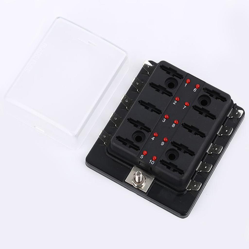 Fuse Box Blade Fuse Block Holder LED Indicator Waterpoof Cover for Automotive