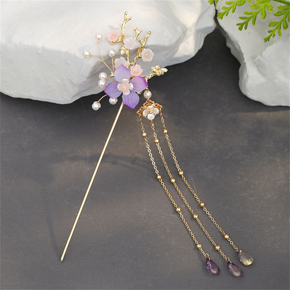 Jewelry Headwear Hanfu Women Dish hairpin Ebony Tassel Hairpins Long Tassel