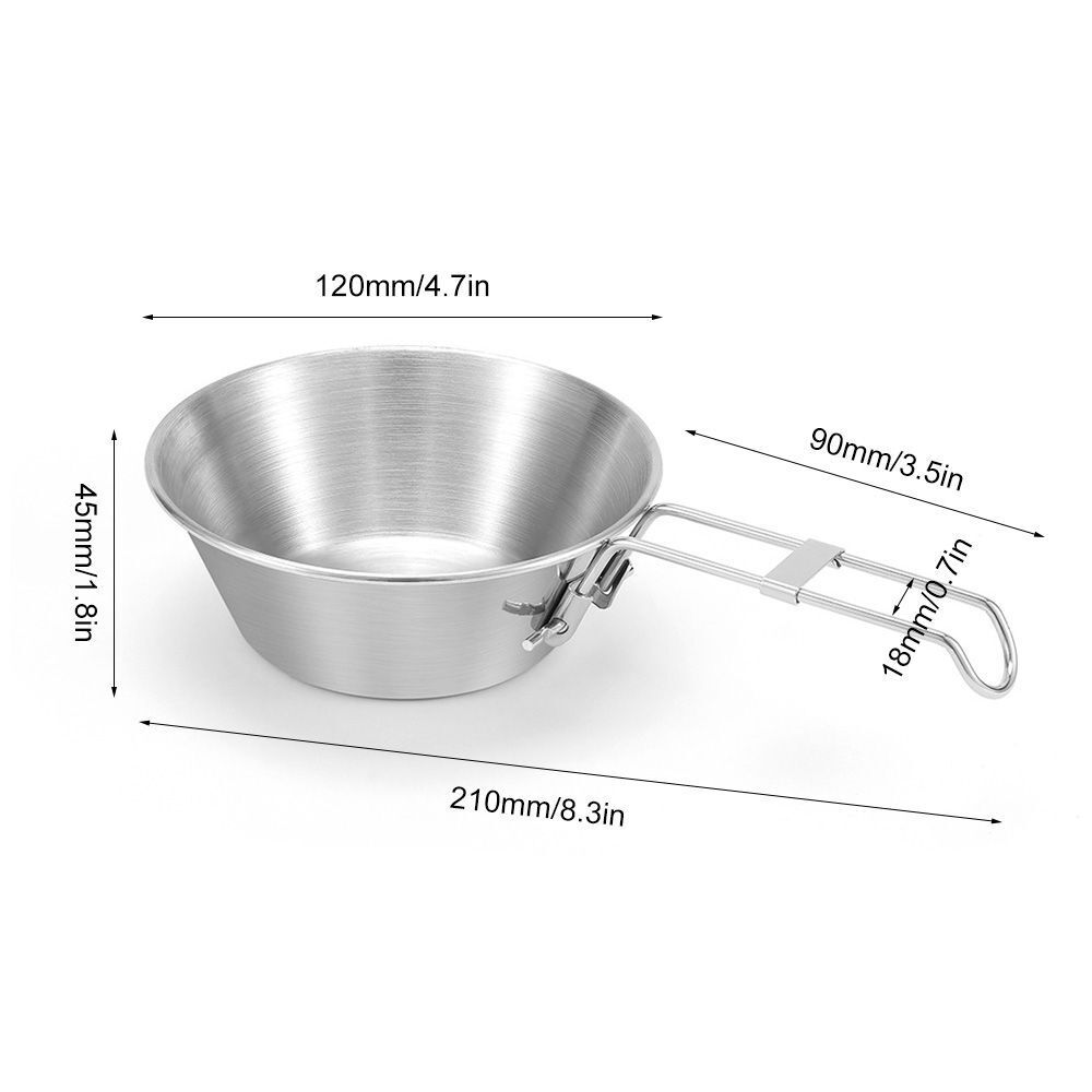 Teacup Foldable Handle Bowl Tableware Food Container Stainless Steel Bowl