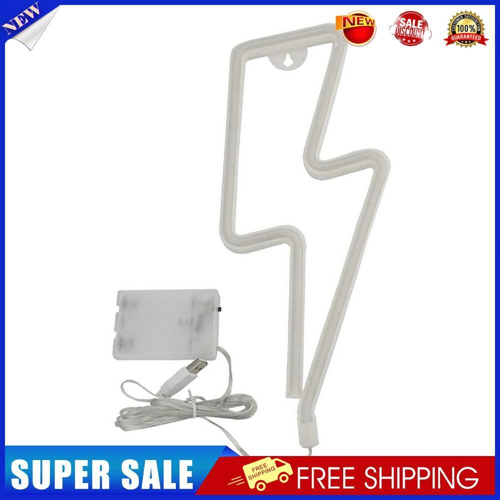 Flash Shaped Neon Lights USB Battery Operated Hanging Night Lamp (Purple)