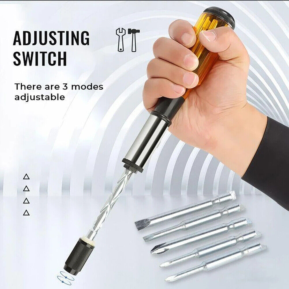 Push Pull Ratchet Screwdriver Set 6 in 1 Press Type Semi-automatic (Brown)
