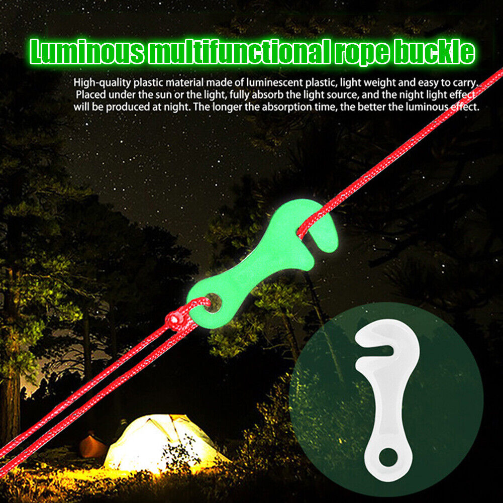 10pcs Luminous Tent Windproof Cord Rope Fixing Buckles Canopy Cord Buckle