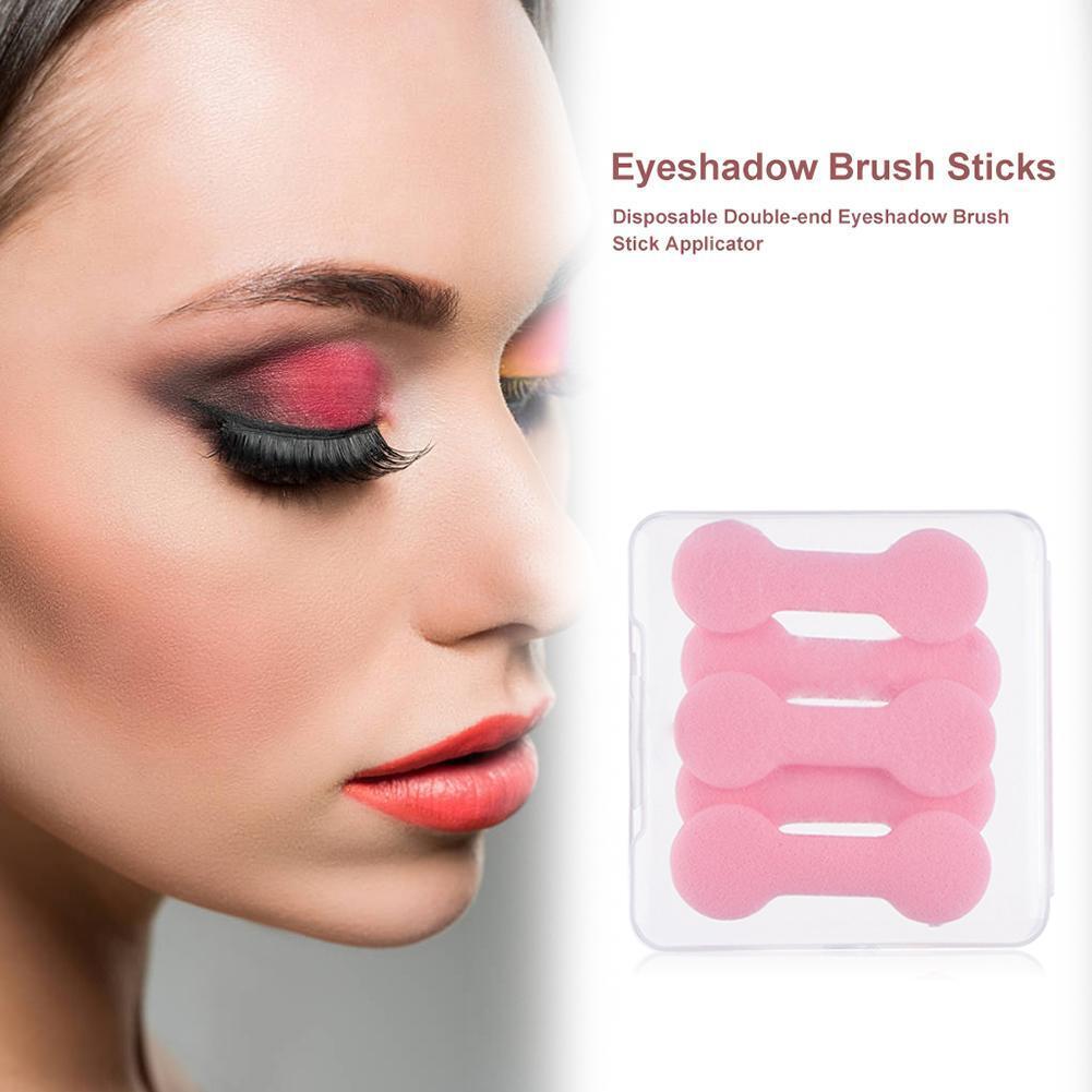 Disposable Double-end Eyeshadow Brush Stick Applicator (5pcs Pink Box)
