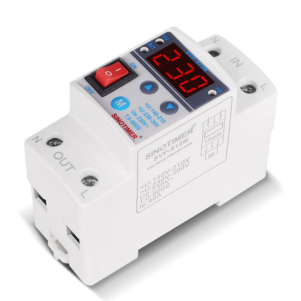 220V 40A SVP-912M Adjustable Reconnect Over and Under Voltage Protector