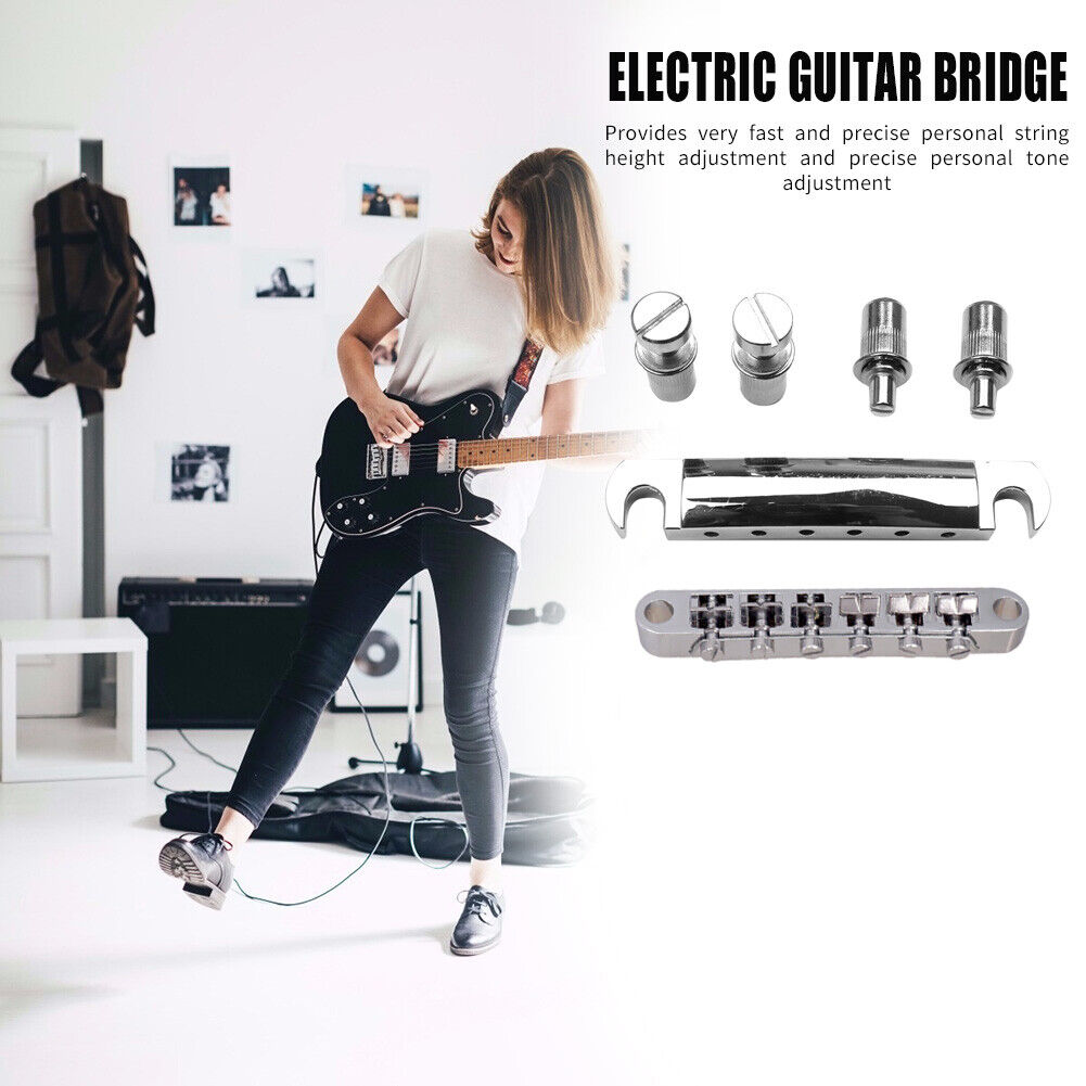 Guitar Saddle Bridge Locking Roller 6 String for LP Electric Guitar Replace