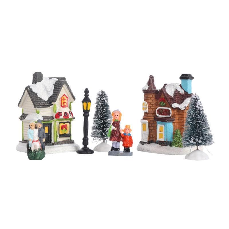 Mini Christmas Ornaments 10 Pcs Village Adornment for Christmas Crafts Set