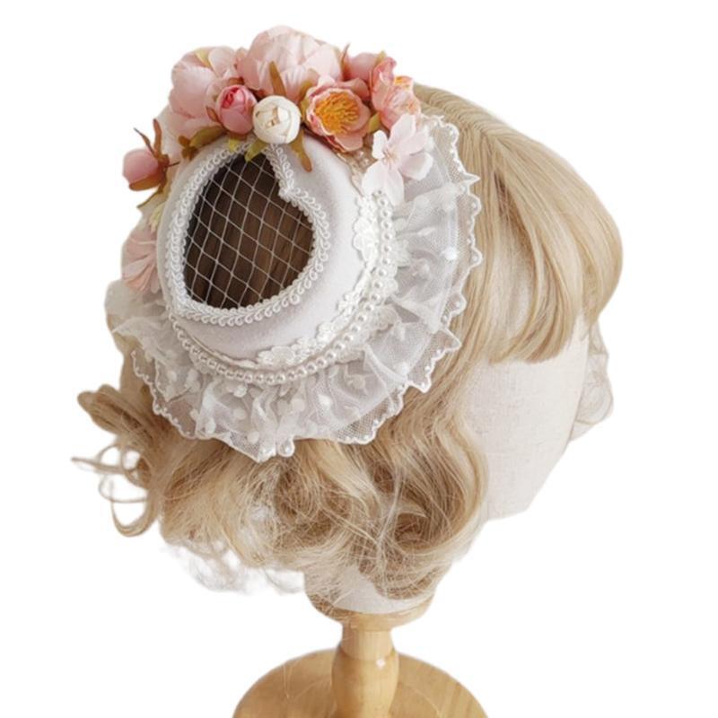 Elegant Flower Hat Shape Hair Barrettes for Children Festival Party Performance