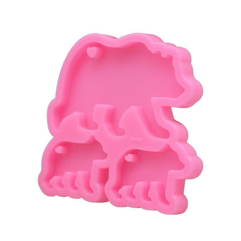 Walking Polar Bear Baby Mom Set Keychain Silicone Mold Bear Family Pendant Molds