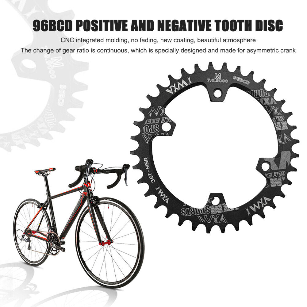 MTB Bike Chainring Bicycle Crankset Narrow Wide Chain 96BCD (Black 36T)