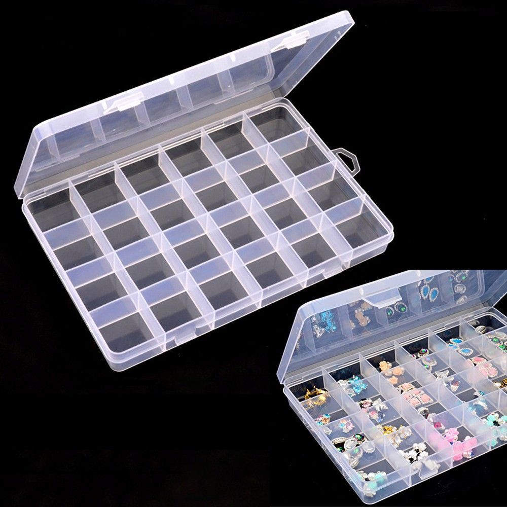Rhinestones Nail Art Tips Case Empty Storage Box Jewelry Container Pill Bottle