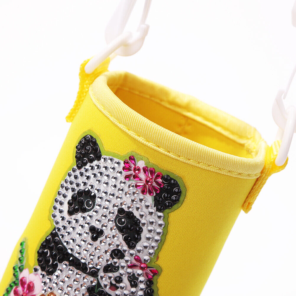 Round Messenger Strap Water Bottle Insulated Protective Bag (Yellow Panda)