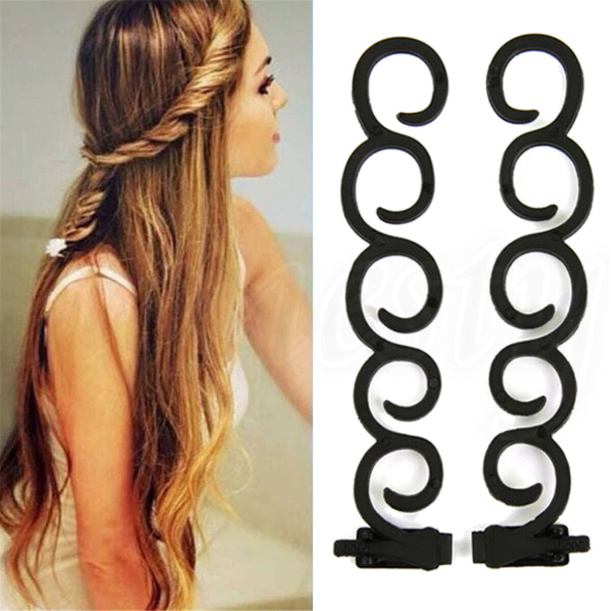 2Pcs Waterfall Twist Roller French Braid Twist Back Hair Styling Tool Clip Gift