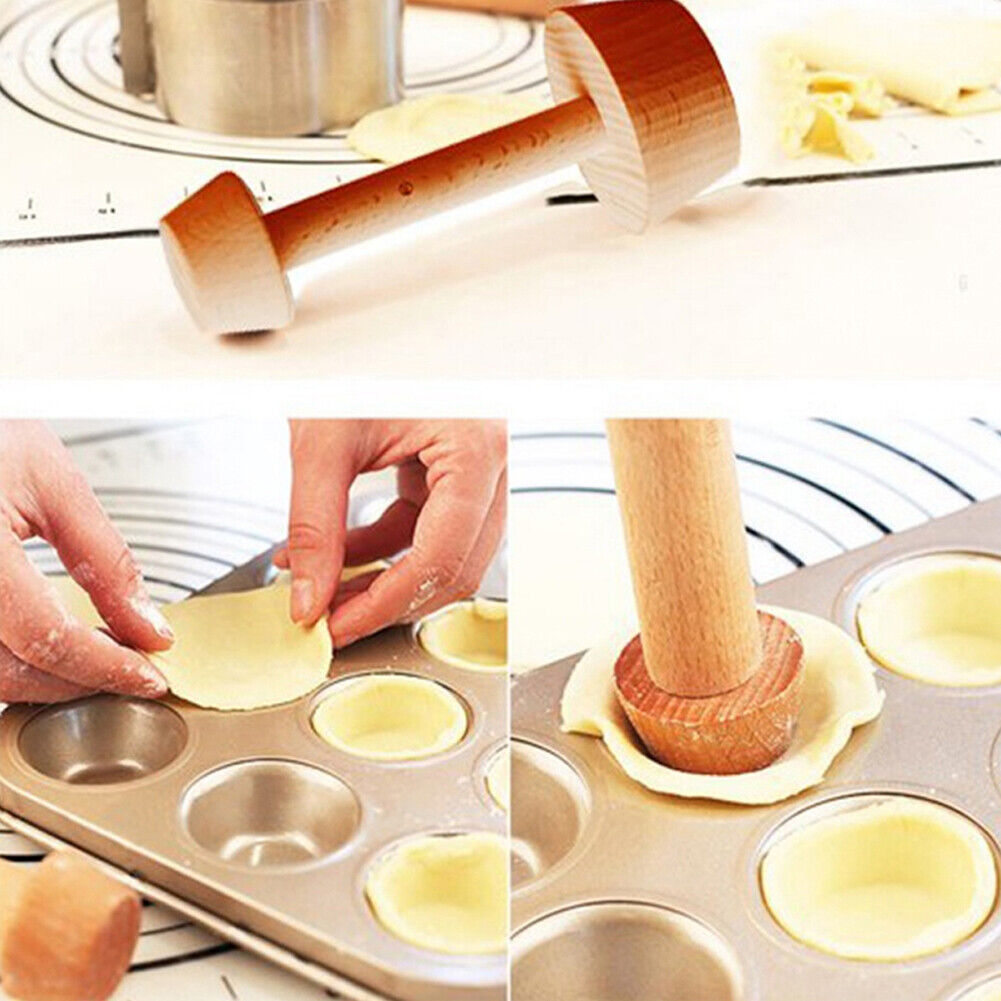 Wooden Double Side DIY Egg Tart Tamper Pastry Pusher Baking Mould Bake Mold