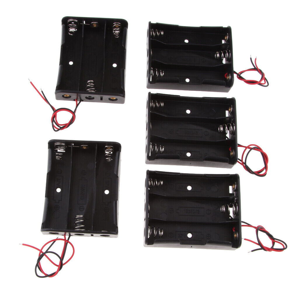 18650 Battery Case Holder, 5 Pcs 3-Slot x 3.7V DIY Battery Storage Box
