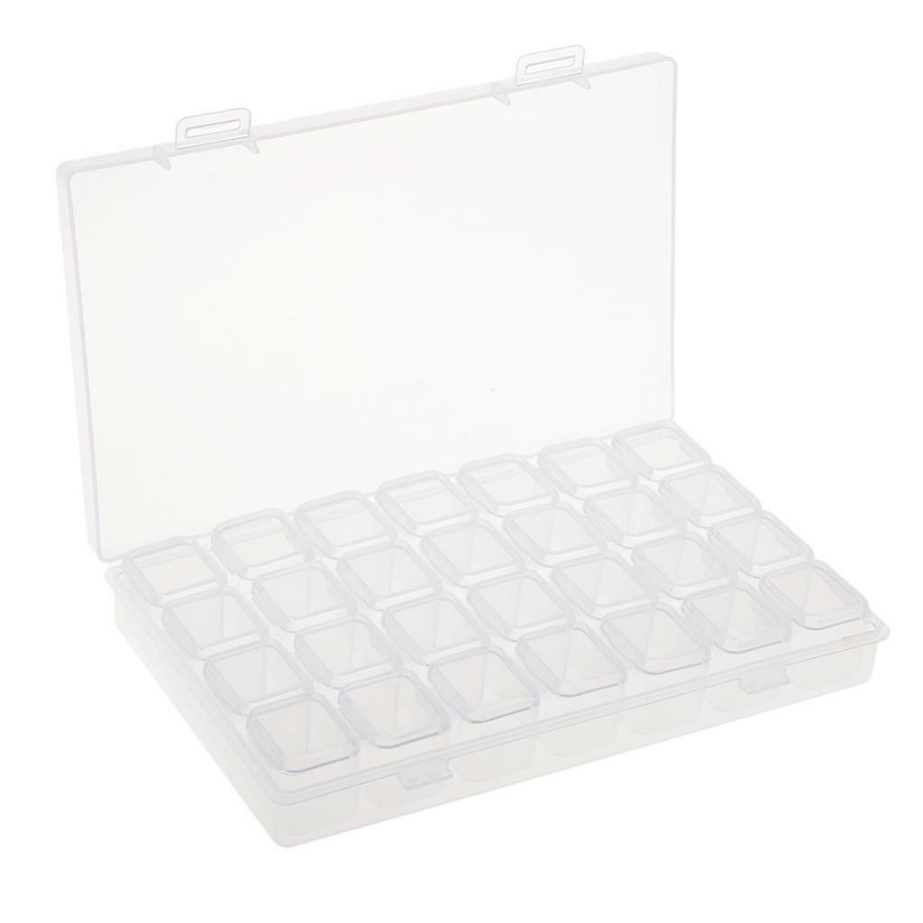 3pcs 28-Grid Clear Plastic Jewelry   Container Organizer