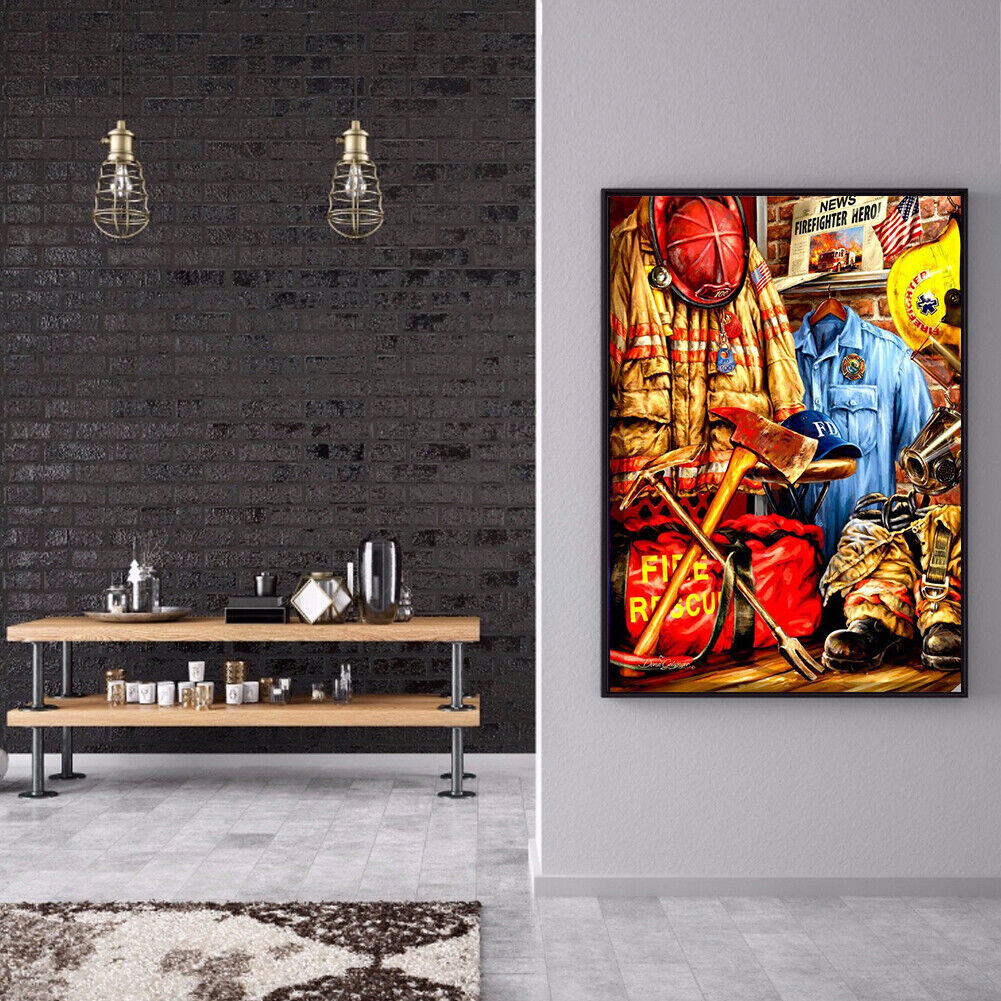 Fireman Uniform DIY Full Drill Round Diamond Painting Mosaic Picture Kit