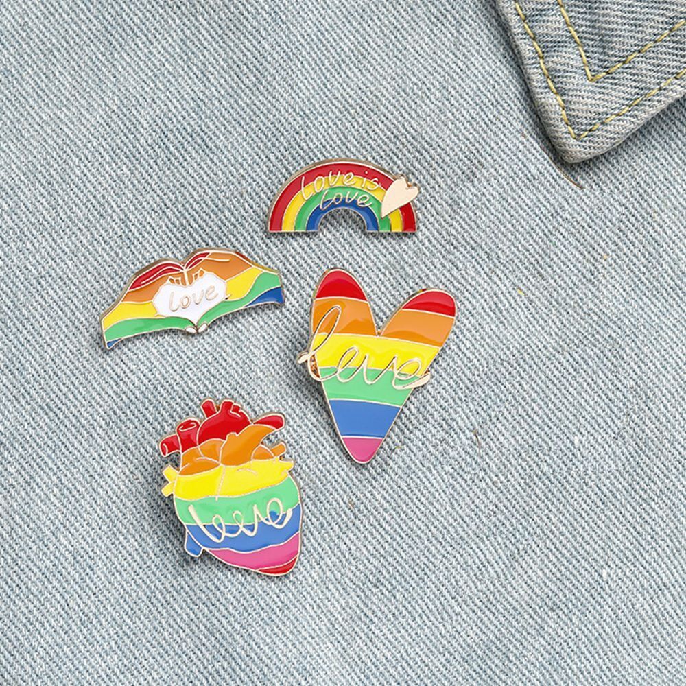 4PCS Lapel Denim Badge Metal Enamel Pins Pride Brooch Pins Rainbow