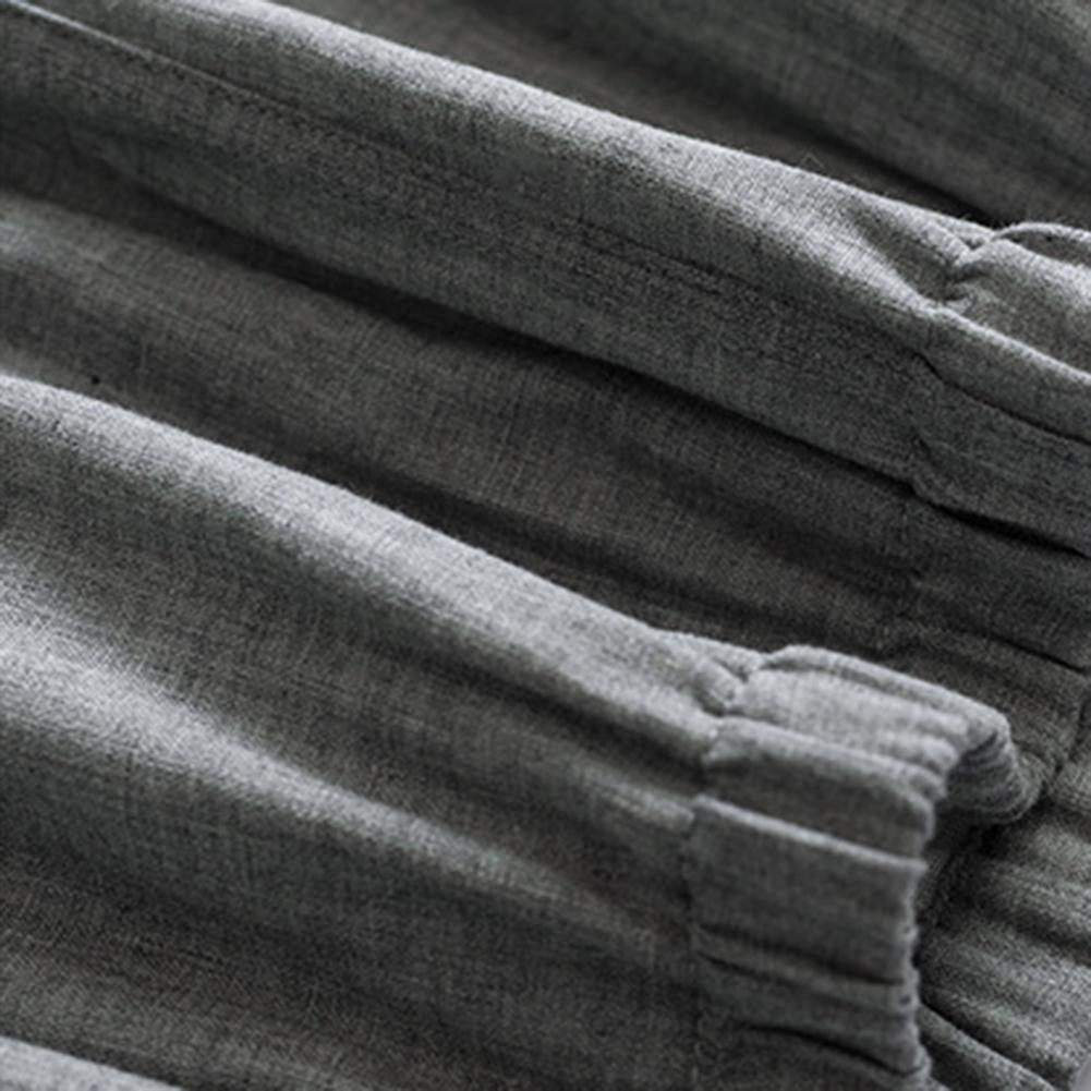 Men Cotton Pajamas Sets Long Sleeve Tops Clothes Sleepwear Suit(Grey L)