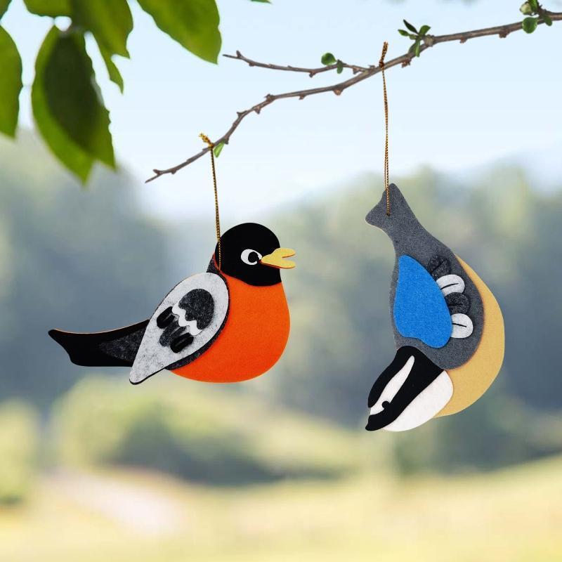 3 Pcs Mini Bird Felt Pendants Kit Felt Needle Felting Pendant DIY Craft Handmade