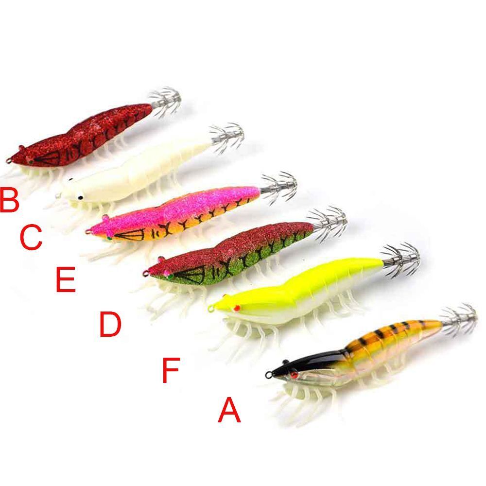 Soft foot Lead Sinker Wood Shrimp Lures Octopus Bait Fishing Tackle Squid Hook