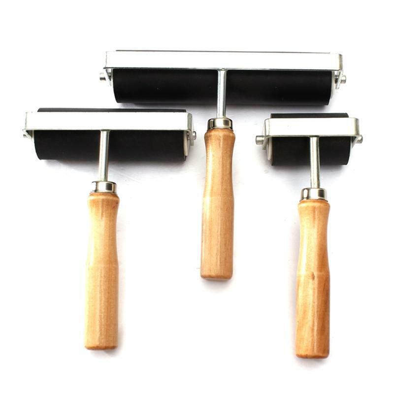 1Set 3 Sizes 5/10/15cm Hard Rubber Roller Printing Ink Lino Artists Art Craft To