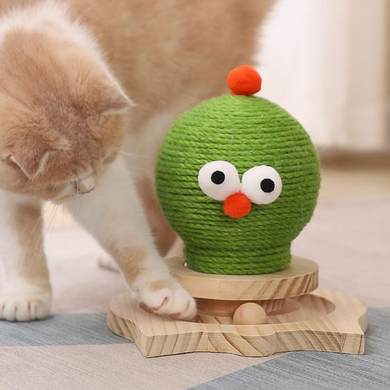 Natural Sisal Cat Scratching Ball Cute Bird Design Gift for Indoor Kitty Owner