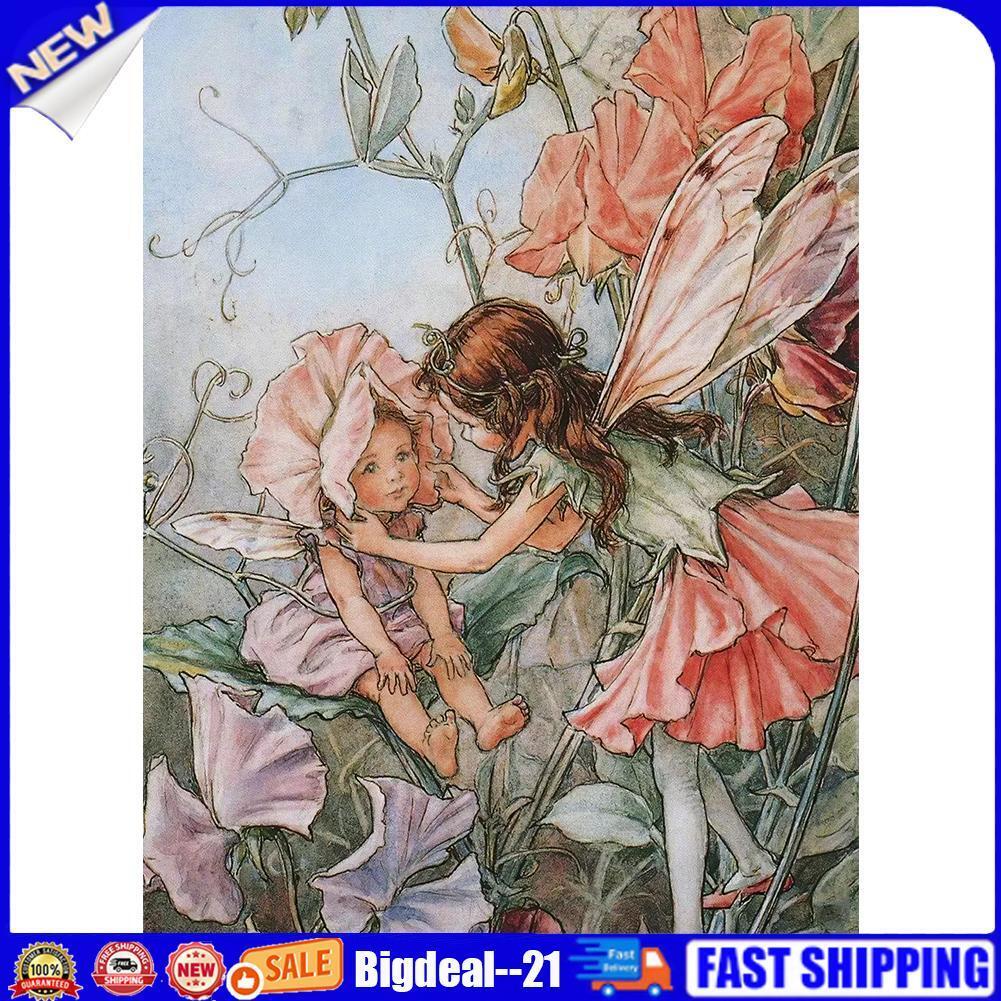 Home Decor Art 5D DIY Round Diamond Painting Fairies Mural Wall Pictures