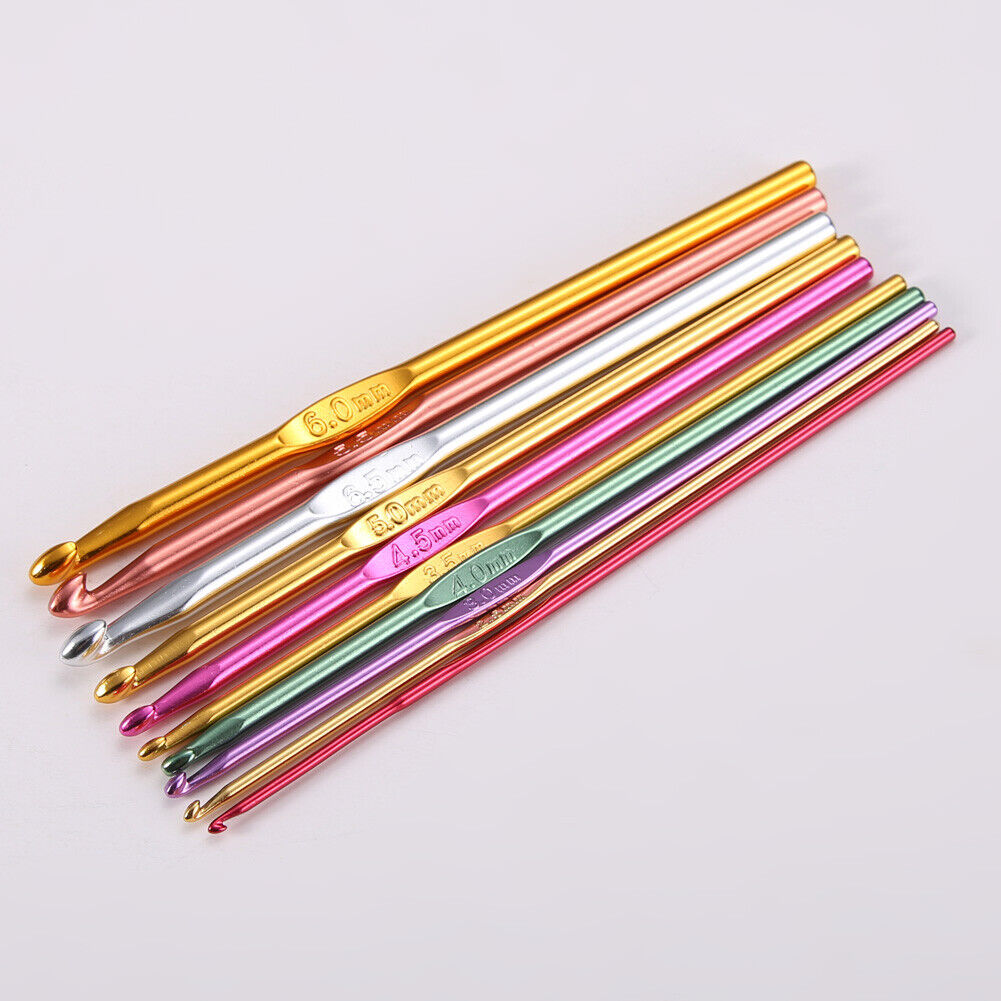 22pcs Set Multi-colour Aluminum Crochet Hooks Needles Knit Weave Craft Yarn