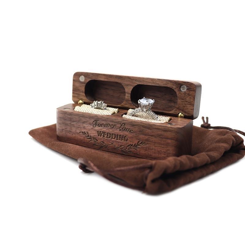 Black Walnut Jewelry Earrings Ring Box Convenient Proposal Diamond Ring Box