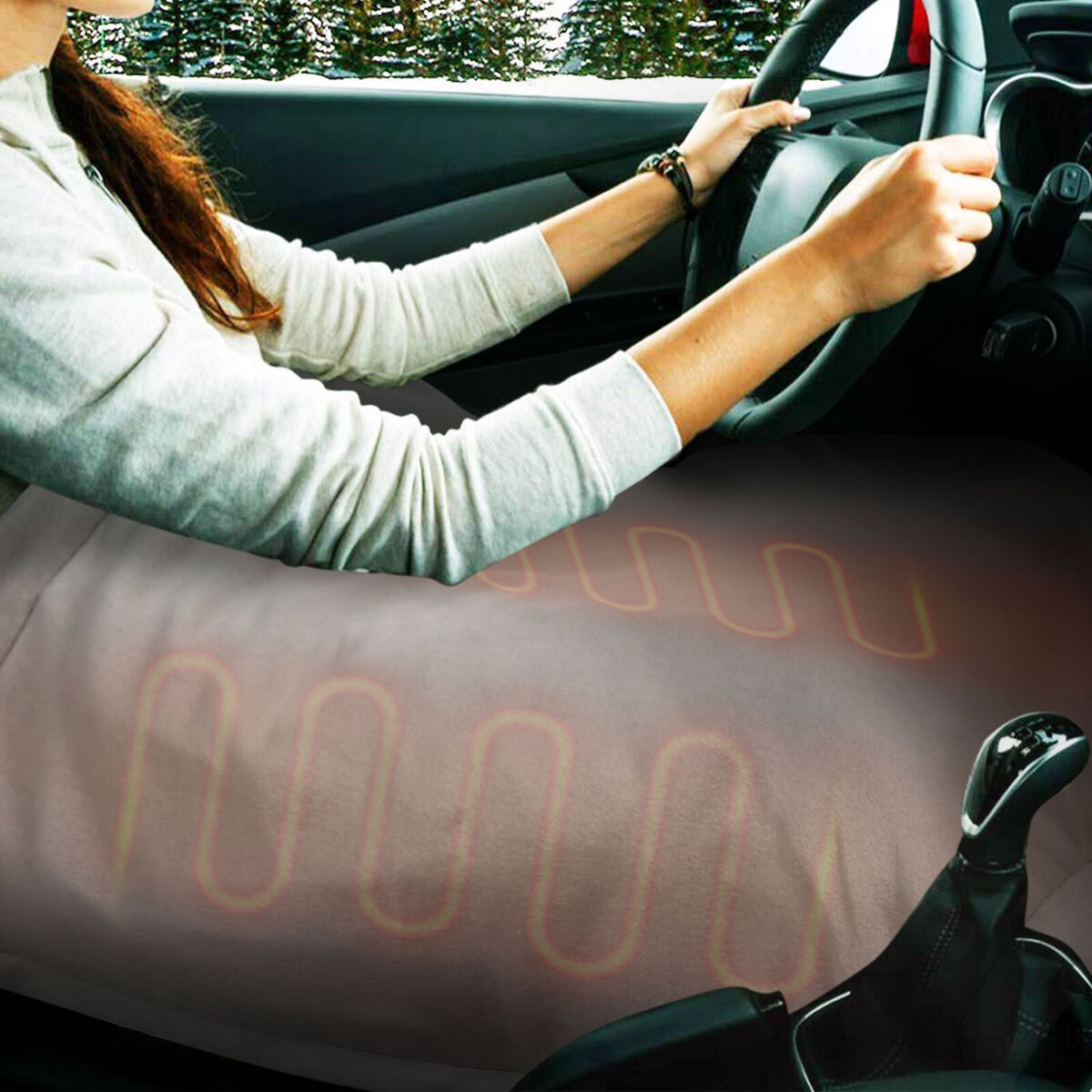 Electric Car Blanket Heated Fleece Travel Throw with Timer (Grey)