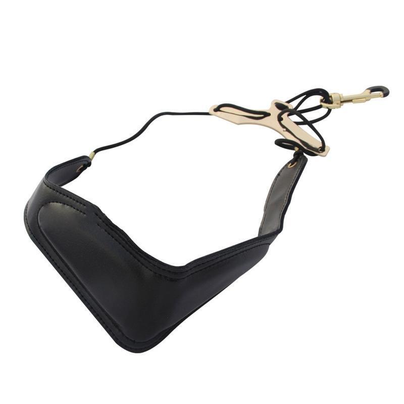Saxophone PU Leather Neck Strap w/Thick Soft Padded Adjustable Buckle Black Hook