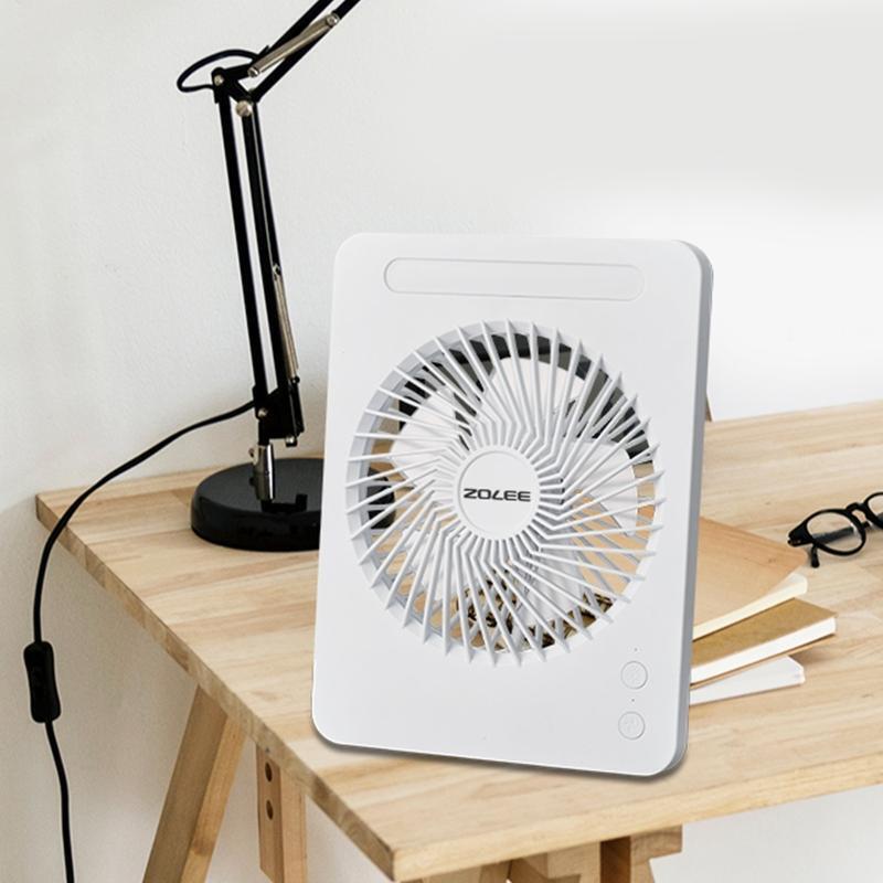 USB Rechargeable Portable Fan with LED Lamp 3 Speed 2400mAh Electric Fan