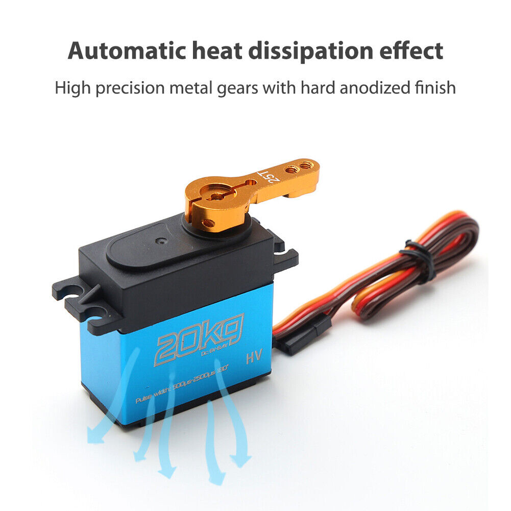 20kg Adjustable Digital Servo 180 Degree Stainless Steel Gear Servo Arm