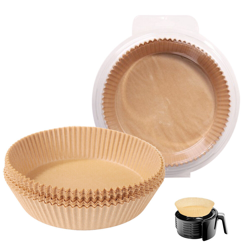 50x Air Fryer Disposable Paper Liner Wood Pulp Steamer Baking Mats (Brown)