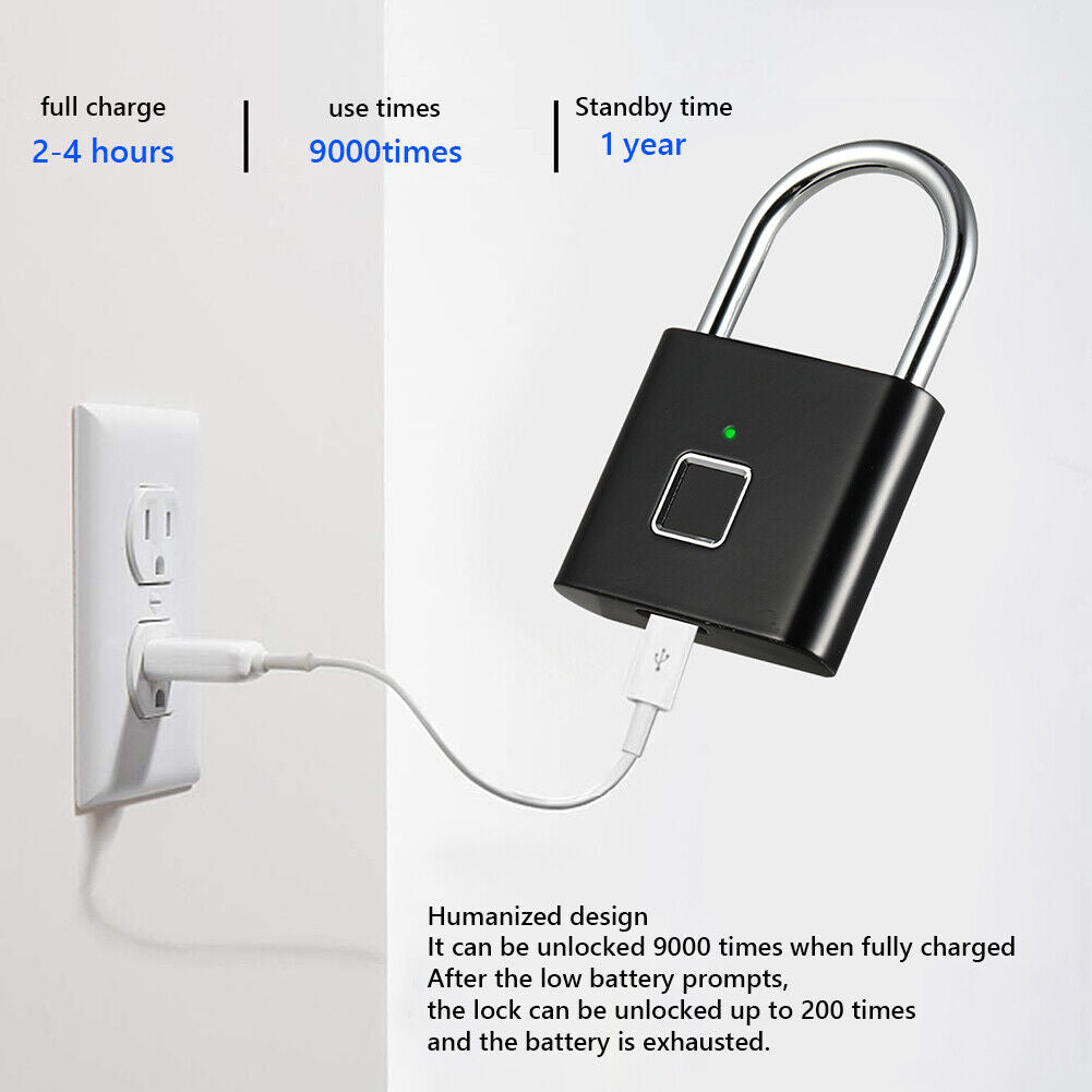 O10 Waterproof Smart Fingerprint Door Lock 0.5sec Unlock Padlock (Black)