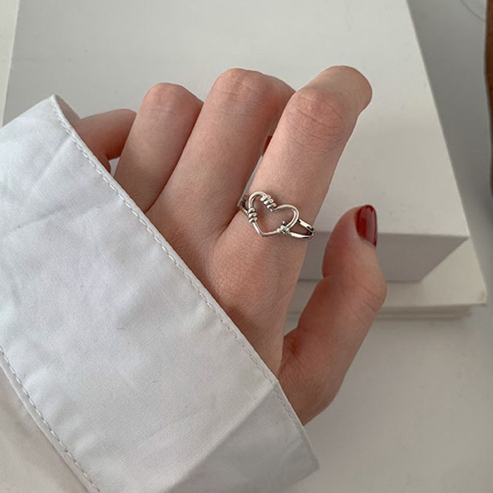 4Pcs Jewelry Accessories Elegant Gift Fashion Heart Ring Adjustable Wedding Open